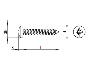 1x Linsenkopf-Blechschraube Ø4,2x13  (DIN 7981 - Form C & PZ, A2)