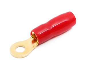 1x Ring-Kabelschuh vergoldet f&uuml;r 6mm&sup2; M4  (rot)