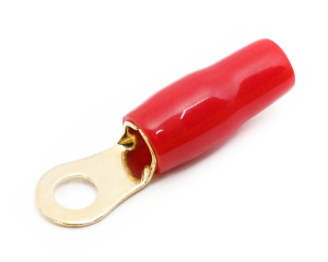 1x Ring-Kabelschuh vergoldet f&uuml;r 10mm&sup2; M4  (rot)