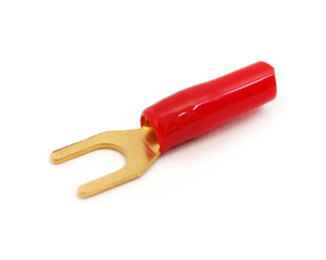 1x Gabel-Kabelschuh vergoldet für 6mm² M4  (rot)