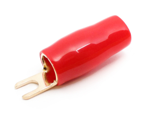 1x Gabel-Kabelschuh vergoldet für 50mm² M6  (rot)