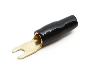 1x Gabel-Kabelschuh vergoldet für 10mm² M5  (schwarz)