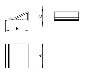 1x Flachbandkabelhalter 25x26x9,6mm  (selbstklebend, PA hellgrau)