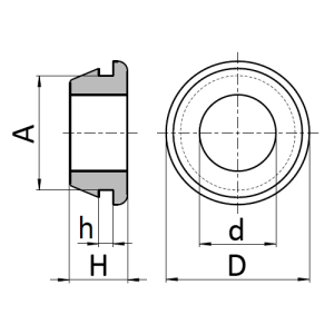 1x Schnelleinbau-Tülle 18x22x25 - 1,5mm  (PVC, schwarz, einseitig)