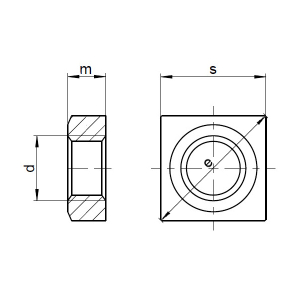 1x Vierkantmutter niedrige Form M10  (DIN 562, A2)
