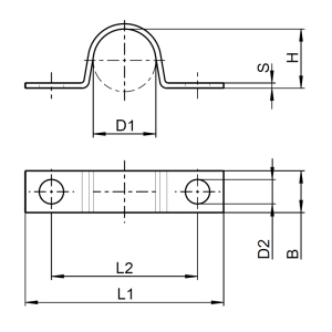 1x Kabelschelle zweilaschig Ø5  (DIN 72573 - A2, Typ BSL W4)