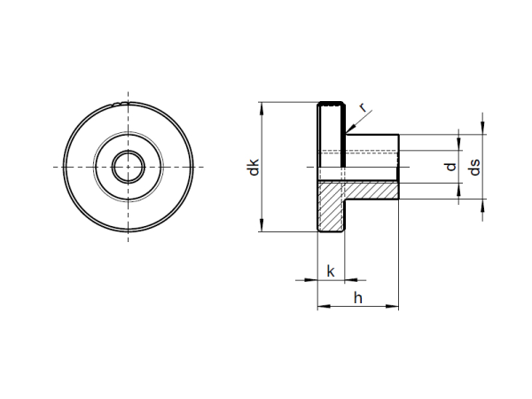 1x Rändelmutter M4 (DIN 466 - hohe Form, A1)