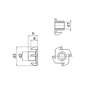 1x Einschlagmutter M6x12 (DIN 6930, VZ)