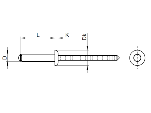 1x Blindniete Flachkopf Ø3,2x8  (ISO 15983, A2/A2)