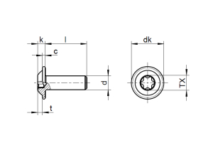 1x Linsenkopfschraube ISR mit Flansch M4 x 30  (ISO...