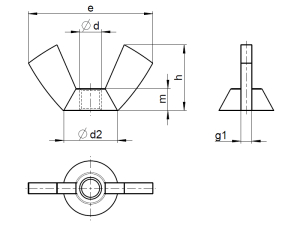 1x Flügelmutter M5  (DIN 315 A - amerikanische Form, A2)