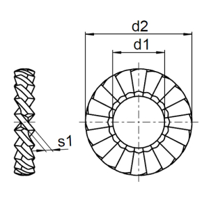 1x F&auml;cherscheibe M22  (DIN 6798 - Form A, A2)
