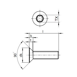 1x Senkschraube M2x4  (ISO 14581 - Torx TX, A2)