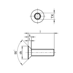 1x Senkkopfschraube M4x30  (ISO 14581 - Torx TX, A2)