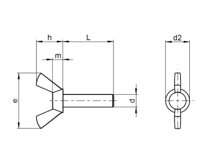 1x Flügelschraube M4 x 20  (DIN 316 - amerikanische Form, A2)