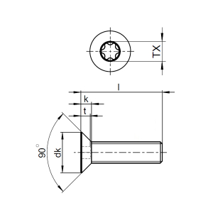 1x Senkschraube M8x80  (ISO 14581 - Torx TX, A2)