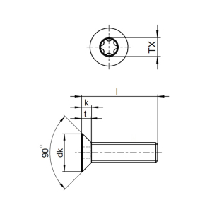 1x Senkkopfschraube M1,6x5  (ISO 14581 - Torx TX, A2)