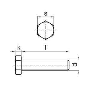 1x Sechskantschraube M2,5x4 (DIN 933, A2)