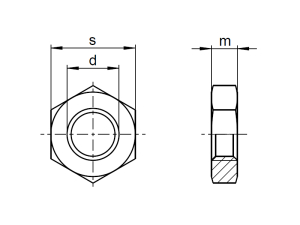 1x Sechskantmutter niedrige Form M5  (DIN 439 - Form B, MS)