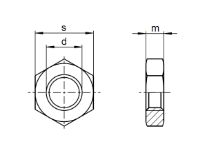 1x Sechskantmutter niedrige Form M2,5  (DIN 439 - Form B, VZ)