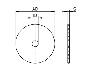 1x Karosseriescheibe M16 - Ø50X17,0X1,5  (DIN 522...