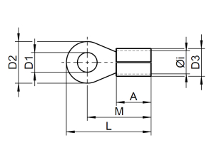 1x Ring-Kabelschuh vergoldet für 6mm² M8...
