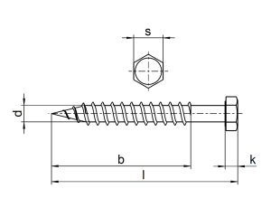 1x Sechskant-Holzschraube Ø16x160  (DIN 571, A2)