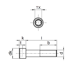 1x Zylinderschraube M8x35  (ISO 14579 - TX, A2)