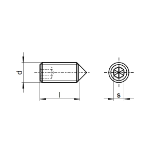 1x Gewindestift M8x10  (DIN 914 - ISK & Spitze, A2)