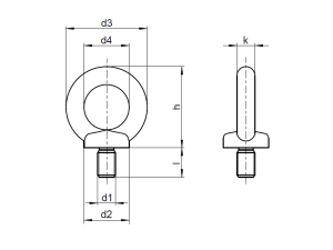 1x Ringschraube gegossen M5  (ähnl. DIN 580, A4)