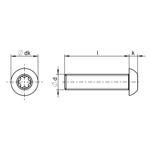 1x Linsenkopfschraube M5x35  (ISO 7380-1 - TX - 10.9, VZ)