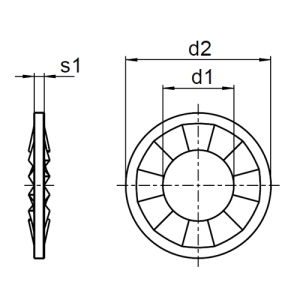 1x Fächerscheibe M4  (DIN 6798 - Form J, VZ)