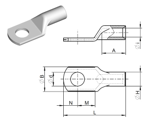 1x Rohrkabelschuh 10mm&sup2; M10 (A2-M10)